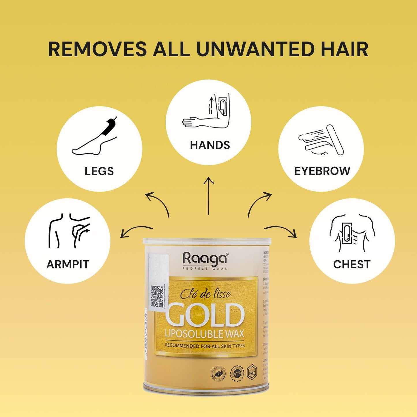 Raaga Professional Liposoluble Metallic Wax, Gold, 800 ml