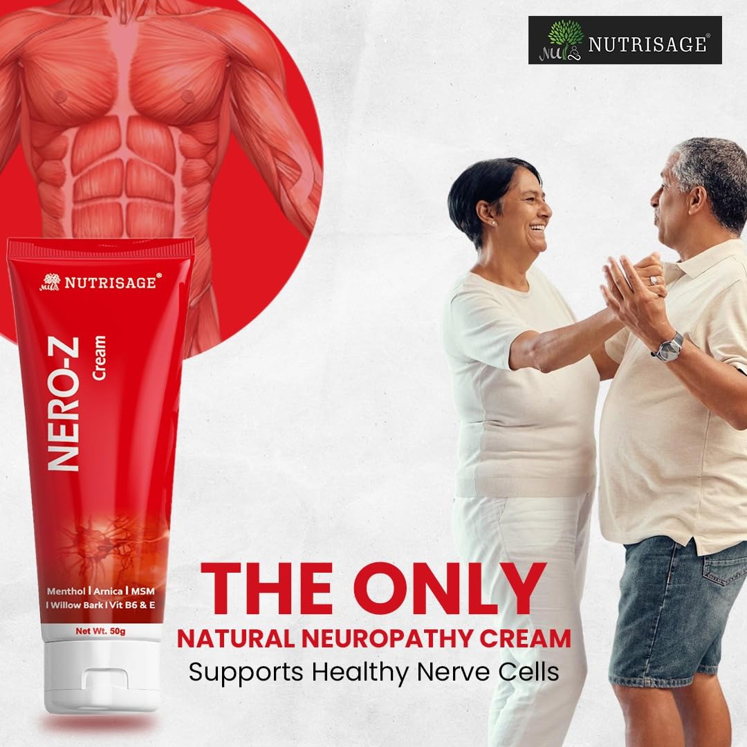 Nero-Z Neuropathy Nerve Relief Cream - Fast Acting Max Relief for Feet, Hands,Legs,Toes,Back-Ultra Strength Menthol,Arnica, Aloe Vera,MSM,Soothing Natural Nerve Comfort, Paraben-Free 50 g