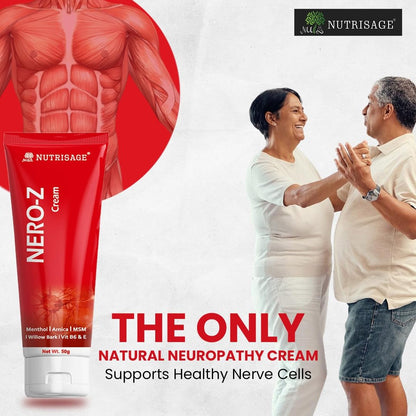 Nero-Z Neuropathy Nerve Relief Cream - Fast Acting Max Relief for Feet, Hands,Legs,Toes,Back-Ultra Strength Menthol,Arnica, Aloe Vera,MSM,Soothing Natural Nerve Comfort, Paraben-Free 50 g