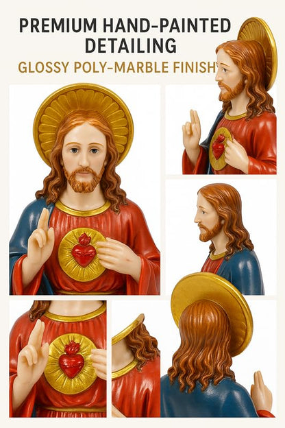 Sacred Heart of Jesus Statue | Christmas Prayer Idol for Home Church, Car Dashboard God Idol, Xmas Dcor Showpiece, Spiritual Idol & Devotional Gift for Positive Energy