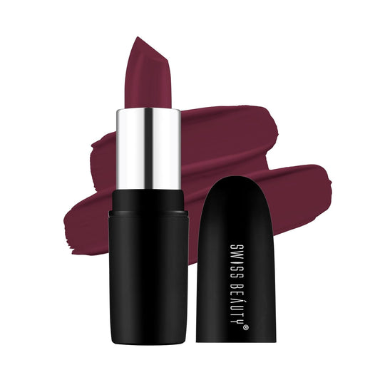 Swiss Beauty Pure Matte Creamy Lipstick | Non-drying, Highly pigmented Lipstick | Shade- Brandy Harrington, 3.8gm|