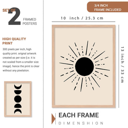 Premium Digital Paintings with Frame for Home Decoration - Minimal Shapes Black and White Painting for Living Room Bedroom Office Room Décor Set of 4 (Art 7, small (10x13 or 10x10 inch))