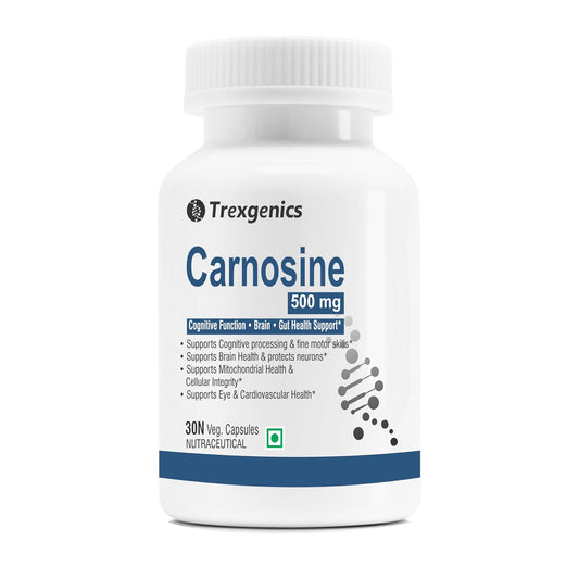 Trexgenics L-CARNOSINE 500 mg ADHD, ADD Care, Cognitive Function, Brain & Gut Health Support (30 Veg Capsules) (Pack of 1)