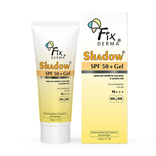 Fixderma Shadow Sunscreen SPF 50+ Gel for Oily Skin | Sunscreen for Body & Face | Broad Spectrum Protection from UVA & UVB | For Women & Men | Non Greasy & Water Resistant - 40gm