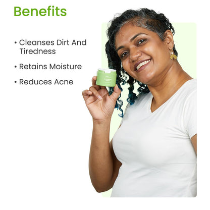 Earth Rhythm Matcha Cleansing Balm & Cleansing Pad, Easily Removes Stubborn Face & Eye Makeup - 50 gm