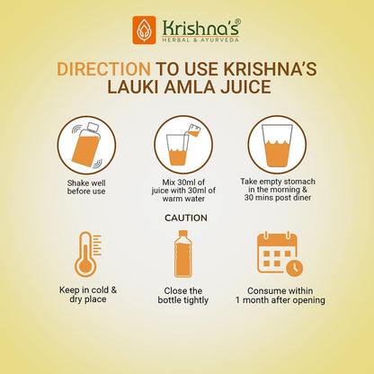 Krishna's Lauki Amla Juice - 500 ml | Fresh Lauki and Cold Pressed Amla Juice | Strengthens Digestive System| Helpful in sugar levels