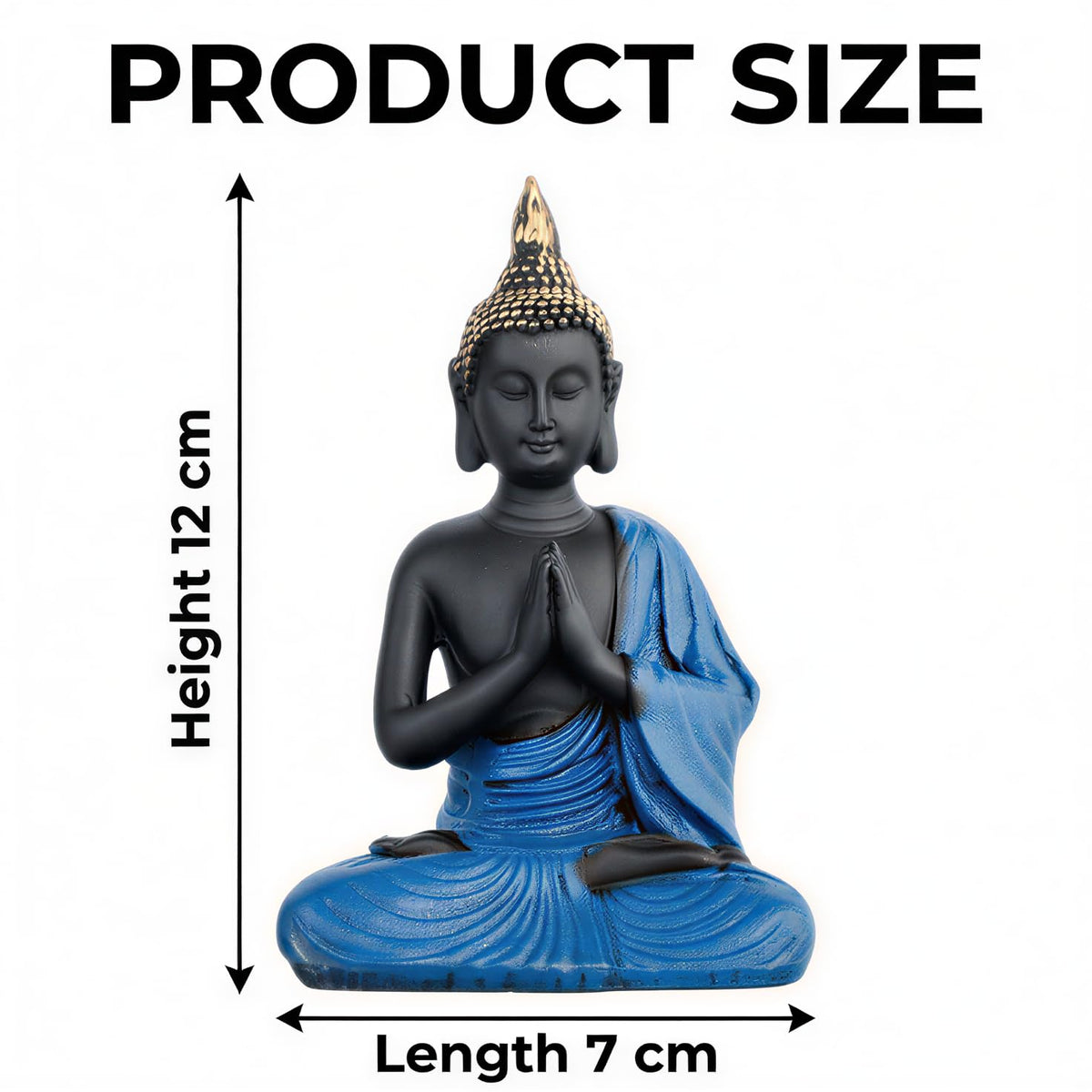New Namaste Praying Buddha Statue showpiece Idol Home Decor Items for Living Room and Gifts (Blue Black)