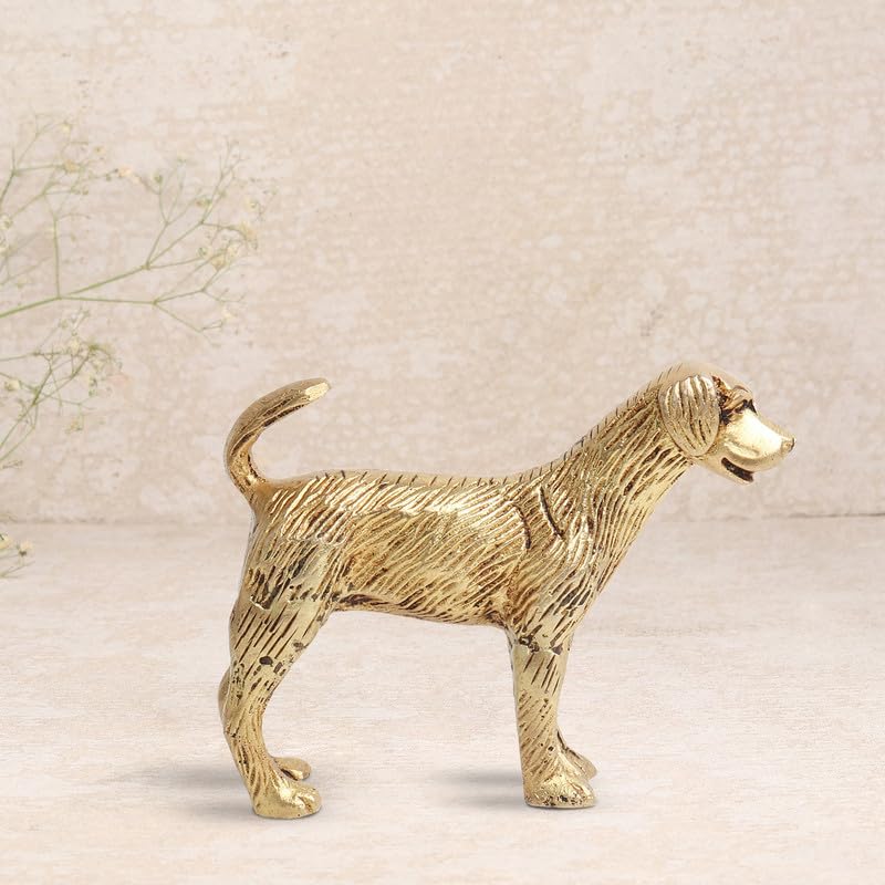 Brass Animal Dog Sculpture Statue Handcrafted Decorative Showpiece Idol for Home, Office Dcor (Size : 7.6cm Height | Weight : 238gm Approxe)
