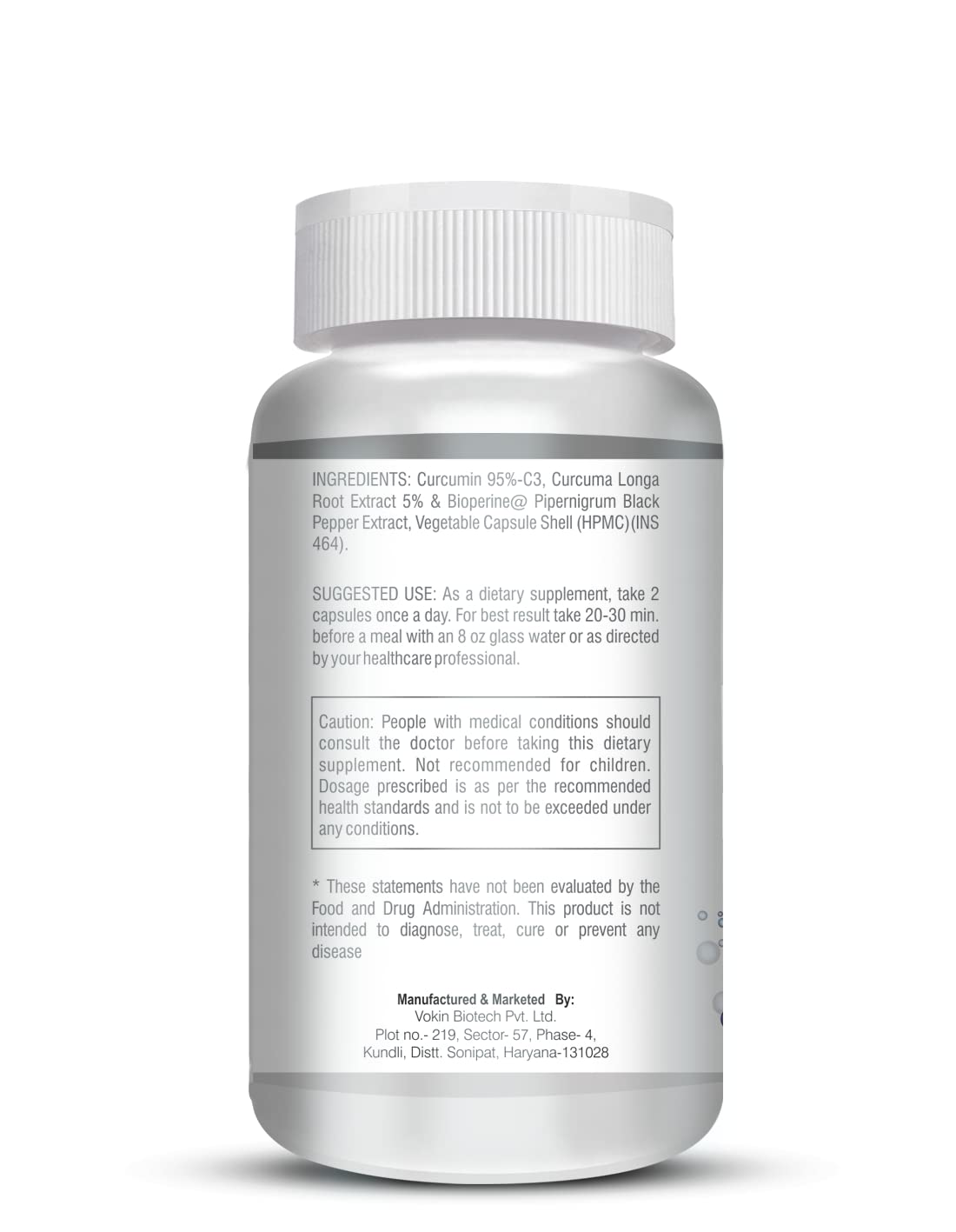 Supplement bottle with label on a white background