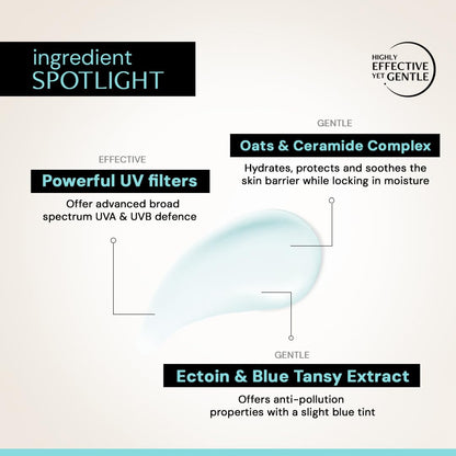 Product ingredient spotlight with text on a beige background