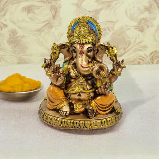 Resin Ganesha Idol | Colorful Ganapati Statue for Enhancing Home Interiors, Office Dcor, and Spiritual Pooja Rooms ? Ideal for Festive Gift Giving