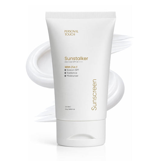 Personal Touch Sunscreen SPF50 PA++++ for Face | Sunstalker Korea 3 in 1 Formula | with Niacinamide | Tanning & Aging Defense | Lightweight No White Cast | Oil-Free, Acne Safe | 30 ml