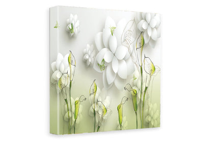 Printed Framed Canvas Painting for Home Decor Office Wall Studio Wall Living Room Decoration (22x22inch Wrapped) - Green & White 3D