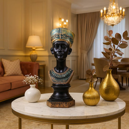 African Lady Statue with Pot|Stunning Cultural Home Décor (Pack of 1, Black & Gold, Model 4)