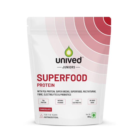 Zephivo Unived Juniors Superfood Protein - 15g Pea Protein, Essential Electrolytes, Fiber from Flaxseeds, Supergreens, Plant-Based Vitamins, Sugar-Free - Supports Growth & Hydration for Ages 7-18
