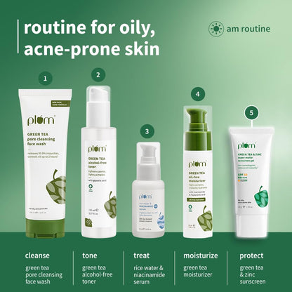 Plum Green Tea & Zinc Super-Matte Gel Sunscreen SPF 50 PA ++++ 30 g | Formulated for Oily, Combination and Acne Prone Skin | Protects & Controls Oil | Lightweight, No White Cast & Non-Sticky