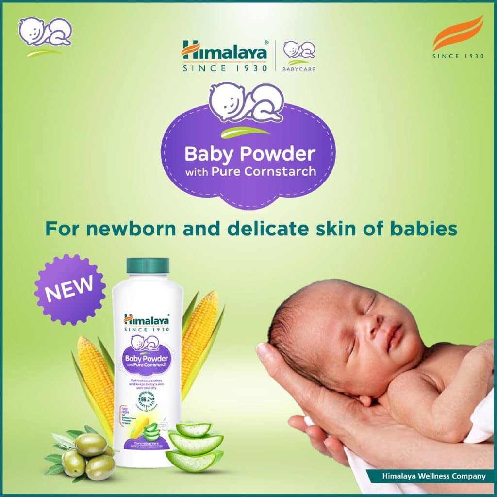 Himalaya Pure Cornstarch Baby Powder 100g | Keeps baby's skin soft and dry | Absorb excess moisture & Reduces Odour
