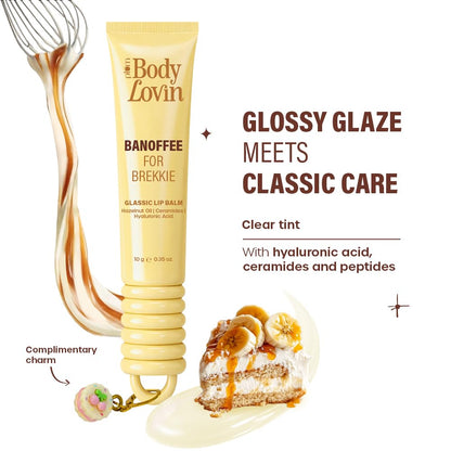 Plum BodyLovin’ Banoffee For Brekkie Glassic Lip Balm | Banana Toffee Nude Gloss Tint | Hydrating Lip Balm with Hazelnut Oil, Ceramides & Hyaluronic Acid | Moisturizes Dry & Chapped Lips | 10 g