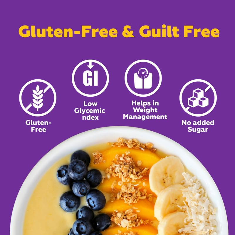Yogabar No Added Sugar Oatmeal 1kg Pouch - with Alphonso Mango, Chia Seeds and Real Fruits & Berries - Whole Breakfast Oatmeal Cereal - Overnight Oats - with Rolled Oats