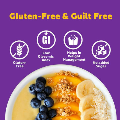 Yogabar No Added Sugar Oatmeal 1kg Pouch - with Alphonso Mango, Chia Seeds and Real Fruits & Berries - Whole Breakfast Oatmeal Cereal - Overnight Oats - with Rolled Oats