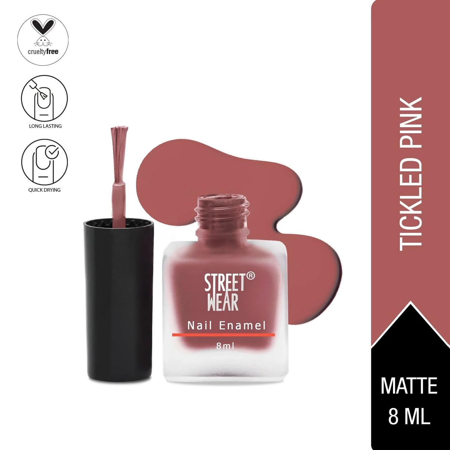 Street Wear Matte Nail Enamel, Tickled Pink, 8ml