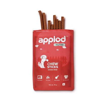 Applod Chicken Liver Chew Sticks for Puppies & Adult Dogs | Soft & Chewy Training Treats for All Breeds | Healthy Easy-to-Chew Dog Snacks | 70g