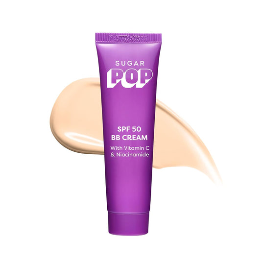 SUGAR POP SPF 50 BB Cream with Vitamin C & Niacinamide | Tinted Moisturiser with Matte Finish | Lightweight | 30gm - 01 Sand