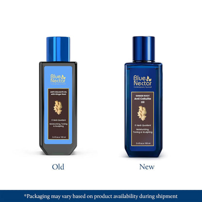 Blue Nectar Ginger Oil Anti Cellulite Body Massage Oil for Skin Tightening, Toning & Hydration | Authentic Ginger Root Massage Oil with Plant Based Vitamin B & C for Women and Men (11 Herbs, 100ml)