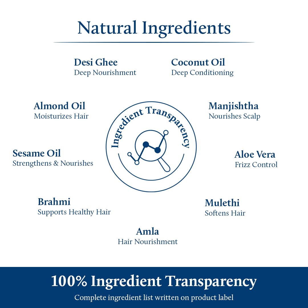 Blue Nectar Ayurvedic Baby Hair Oil with Ghee for Healthy Scalp. 100% Natural Baby Hair Growth Oil with Almond Oil and Olive Oil for Scalp Hydration and Nourishment (18 Herbs, 100 ml )