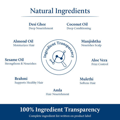Blue Nectar Ayurvedic Baby Hair Oil with Ghee for Healthy Scalp. 100% Natural Baby Hair Growth Oil with Almond Oil and Olive Oil for Scalp Hydration and Nourishment (18 Herbs, 100 ml )