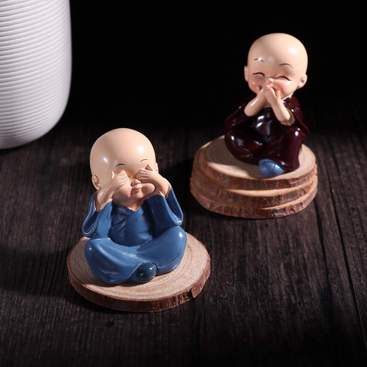 TIED RIBBONS Set of 4 Miniature Buddha Monk Statues for Home Decor and Gifts (Small, Multicolour) Resin