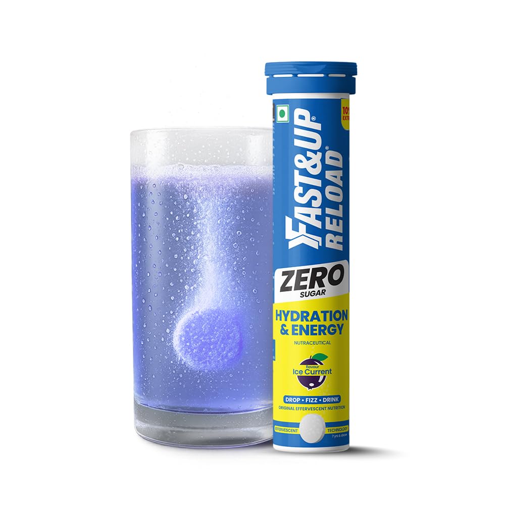 FAST&UP Reload Zero - Zero Sugar Instant Energy & Hydration Drink - Ice Current Flavour - 22 Effervescent Tablets
