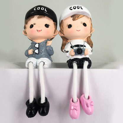 Cute Couple Gift Set Decorative Showpiece,Cute Family Hanging Legs Showpiece (Cool Couple)