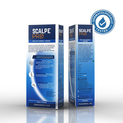 Scalpe Pro Daily Anti-Dandruff Shampoo | Removes Dandruff from Source | Helps with Itching, Irritation & Redness accompanying Dandruff | Scalpe Science | Climbazole & ZPTO Formulation | Strong & Smooth Hair | Daily Use | 100ml