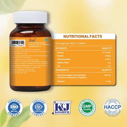 ZEROHARM Holistic Nano Curcumin Tablets with 95% Curcuminoids & Piperine | Turmeric Supplement for Joints, Immunity & Pain Relief | Antioxidant and Anti Inflammatory | For Men & Women | 60 Tablets