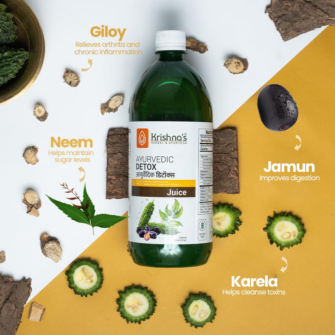 KRISHNA'S HERBAL & AYURVEDA Ayurvedic Detox Juice 1000 ml | Ayurvedic Detoxification | Perfect combination of giloy, karela, jamun & neem