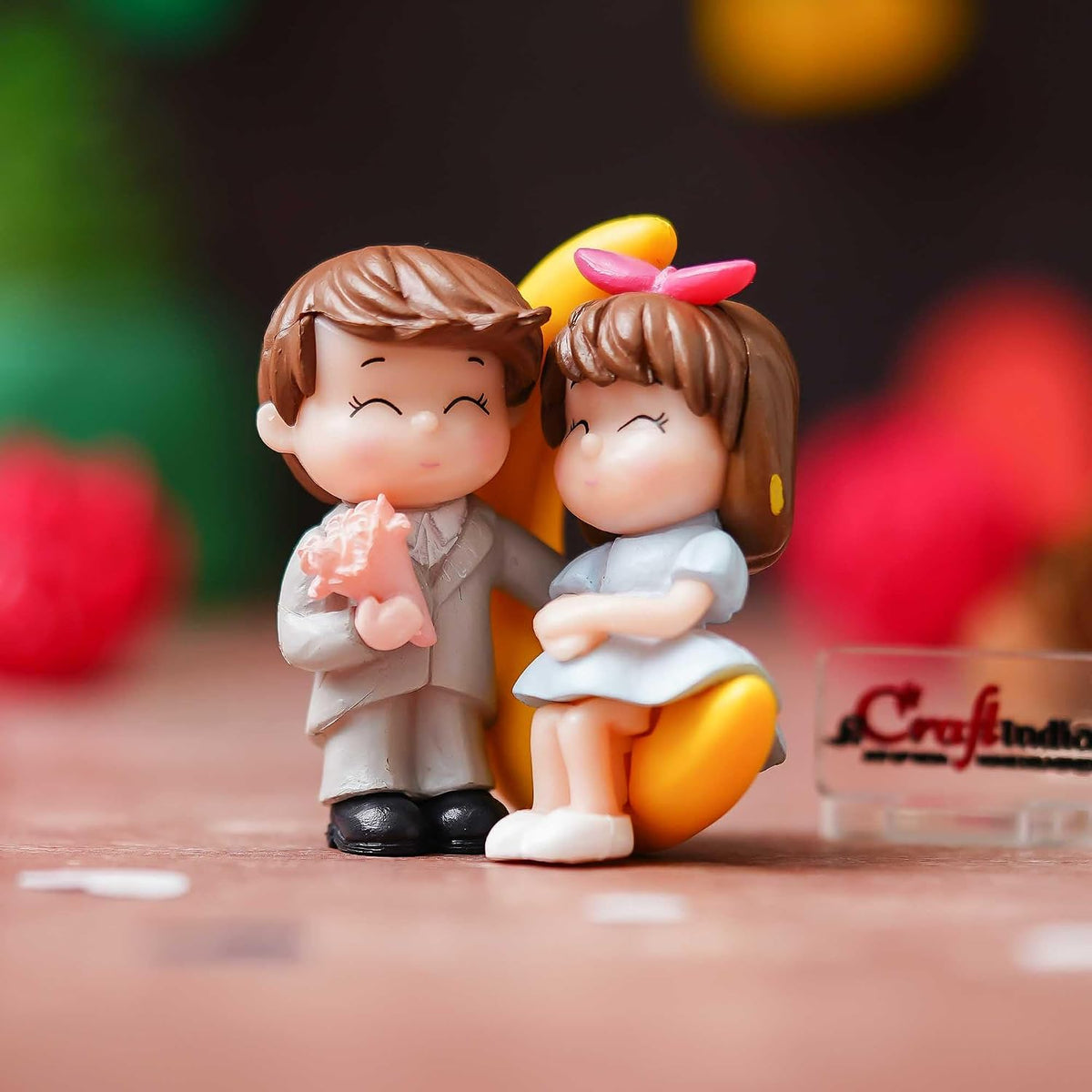 eCraftIndia Valentine Gift for Girlfriend Boyfriend Romantic Love Moon Couple Showpiece Valentine Day Gift for Husband Wife Special Love Her Him | Valentine Day Decoration Items