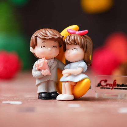 eCraftIndia Valentine Gift for Girlfriend Boyfriend Romantic Love Moon Couple Showpiece Valentine Day Gift for Husband Wife Special Love Her Him | Valentine Day Decoration Items