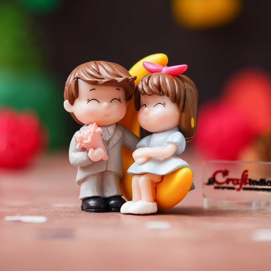 eCraftIndia Valentine Gift for Girlfriend Boyfriend Romantic Love Moon Couple Showpiece Valentine Day Gift for Husband Wife Special Love Her Him | Valentine Day Decoration Items