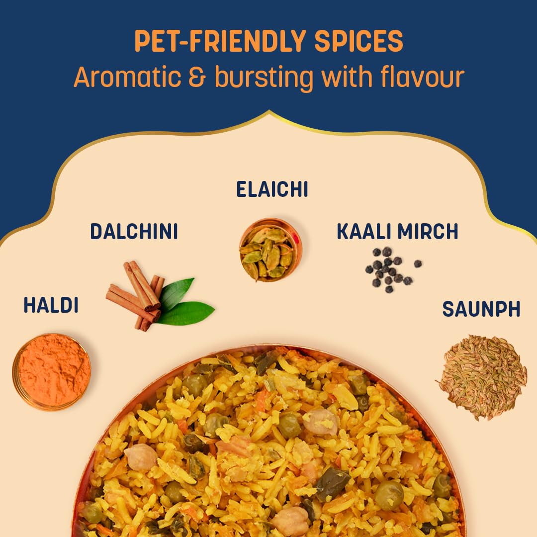 Sara's Wholesome by HUFT Vegetable Biryani Wet Dog Food – 300 gm | Human-Grade Ingredients | High-Protein Veg Meal | Natural & Preservative-Free | Suitable for Puppies & Adult Dogs