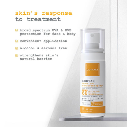 Dermacy Sunvex Invisible Sunscreen Spray | SPF 60 PA+++ | UVA & UVB Protection | Suitable For All Skin Types | For Women and Men| 60ml
