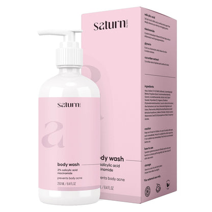 Saturn by GHC 2% Salicylic Acid Body Wash for Women With Niacinamide, Glycerin & Cucumber Extract, Gently Exfoliates & Deeply Nourishes, SLS-Free, Paraben-Free | 250 ml