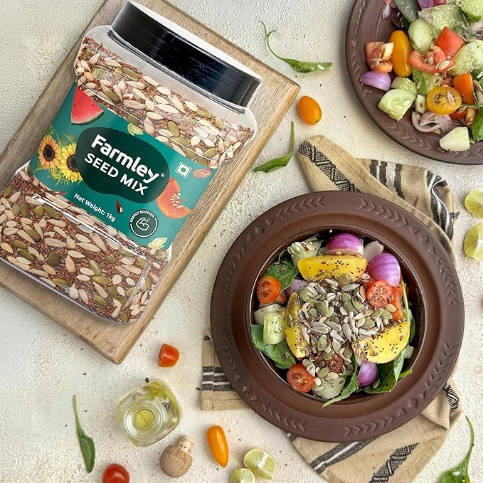 Farmley Seeds Mix, Edible Seed I Healthy Diet Snacks | 100% Natural, dietary fiber,omega-3s I Chia, Pumpkin,Flax, Watermelon and Sunflower Seeds (1000g)