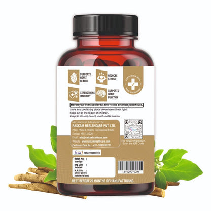 Ashwagandha 500 mg Capsules, 100 Veg. Capsules, Rejuvenates Body & Brain, Increases Energy, Strengthens Immune System, Reduces Stress & Anxiety