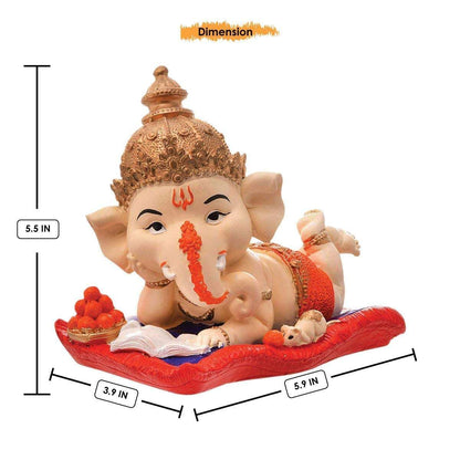 Polyresin Ganesha Reading Book with Mushak Showpiece for Home Decor Office Table Mandir Pooja Spiritual Gift Idol Figurine