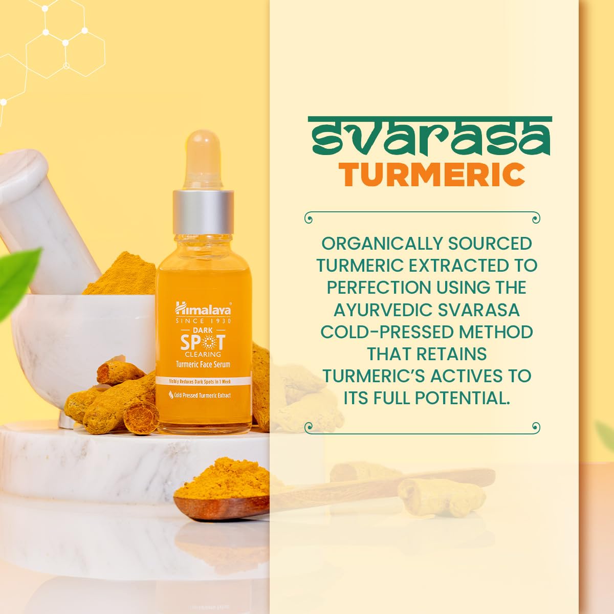 Himalaya Dark Spot Clearing Turmeric Face Serum | with 10% Glycolic Acid, 2% Niacinamide & Organically sourced Turmeric | Visibly Reduces Dark Spots from Day 7 | Clinically Tested | Non Staining | 15ml