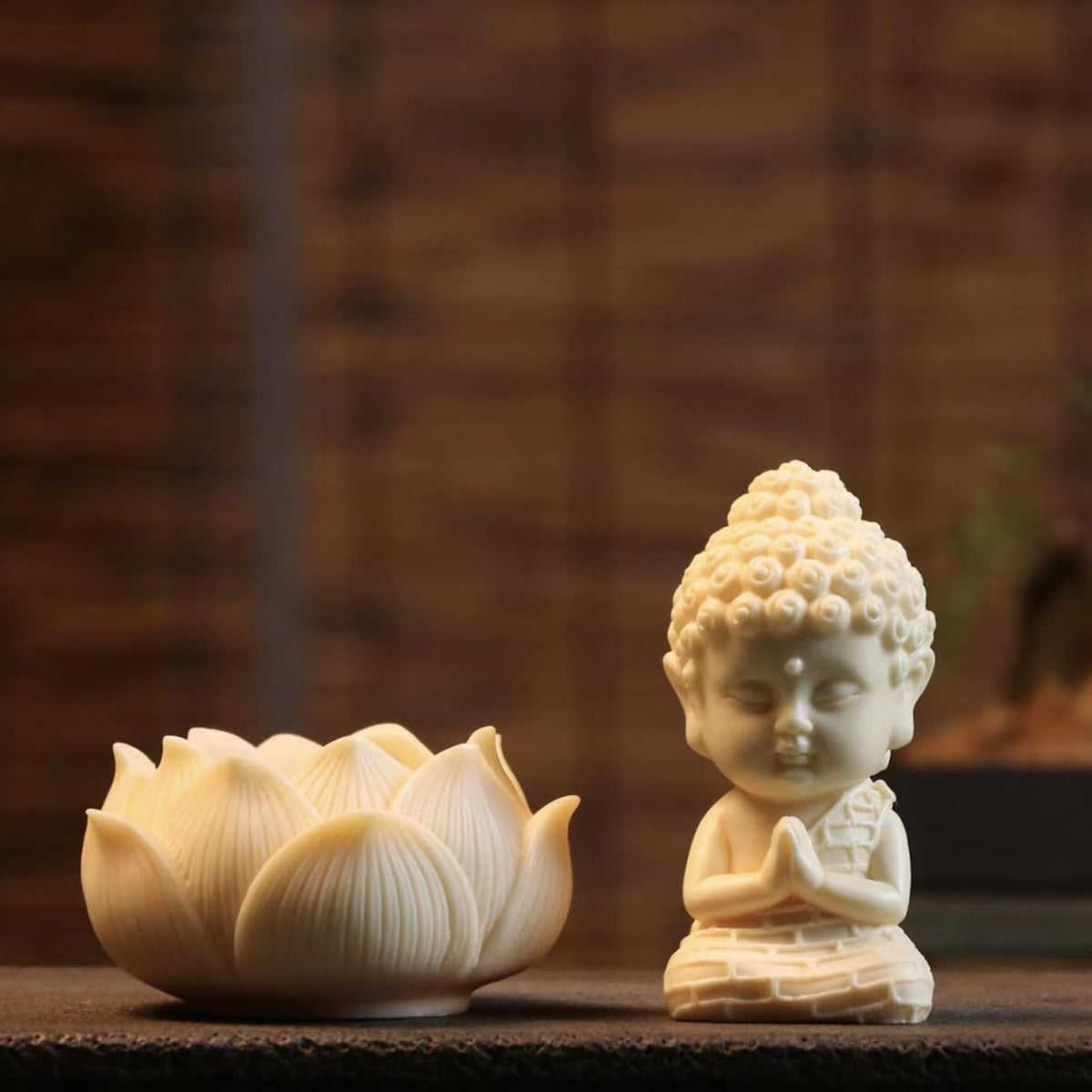 Nostrae Buddha with Lotus Show Pieces for Home Decor Living Room Decor Items | Cute Showpieces Gift Item for Decoration | Serene Center Table Tv Showcase Office Interior Statue Figurines