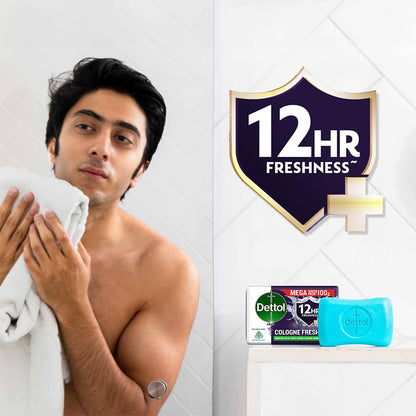 Dettol Cologne Fresh Bathing Soap Bar with 12hr Freshness and Germ Protection, 100g Pack of 4, (400gm)