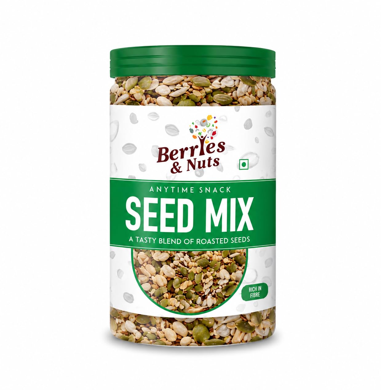Berries And Nuts Healthy Roasted Seeds Blend | Pumpkin, Sunflower, Chia, Flax, Watermelon, Sesame Seeds | 200 Grams | 1 Bottle of 200 Grams
