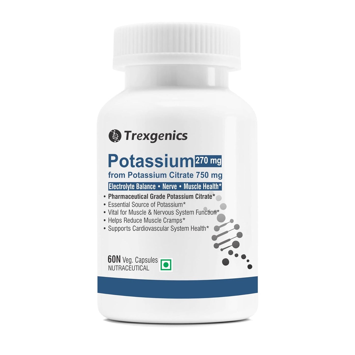 Trexgenics Potassium supplement bottle on a white background